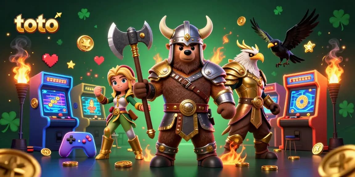 Engage in thrilling casino gaming with toto-themed Viking and Valkyrie in epic 3D illustration.