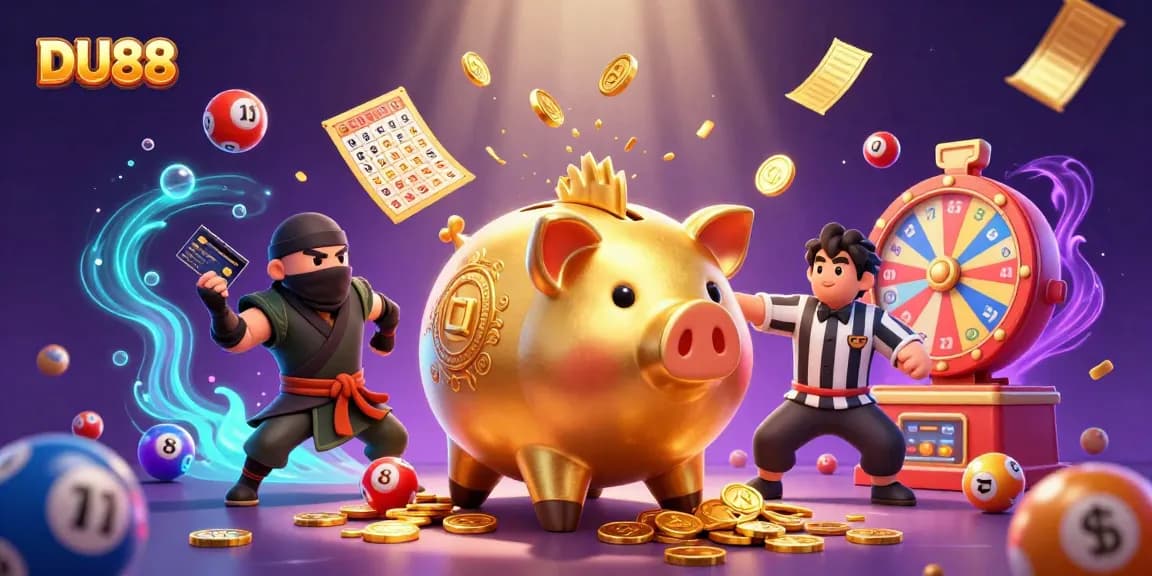 Engage with thrilling DU88 casino action featuring dynamic characters and vibrant game elements in a lively scene.