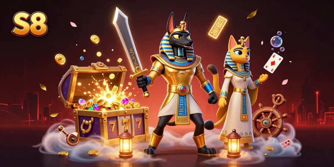 S8 players enjoy ancient themed slots with vibrant 3D characters and treasures overflowing.