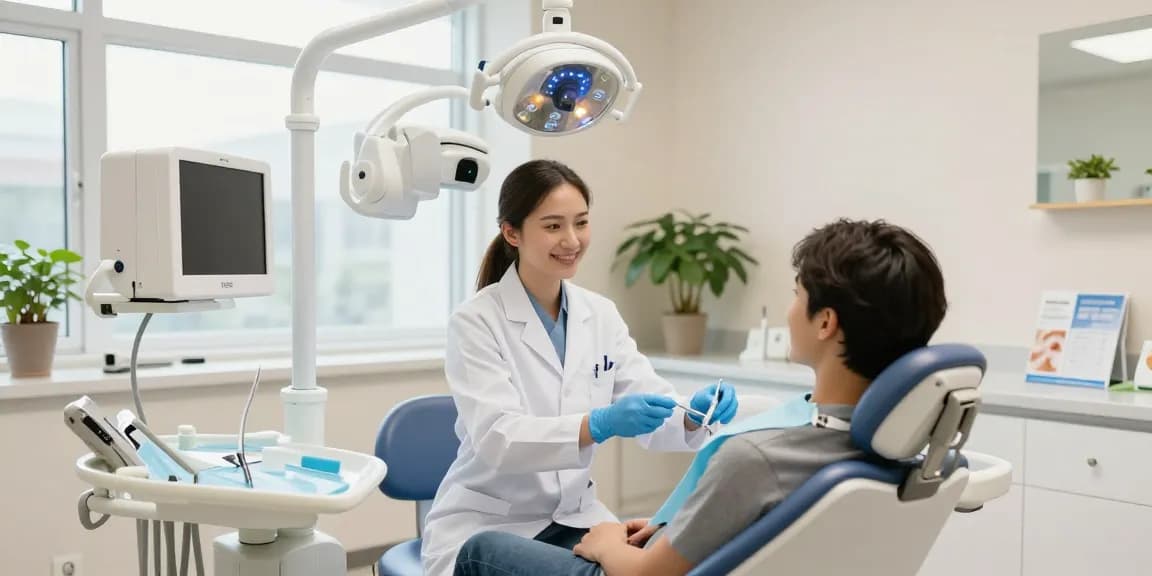 View it now: patient receiving dental care in a modern clinic environment, emphasizing comfort and professionalism.