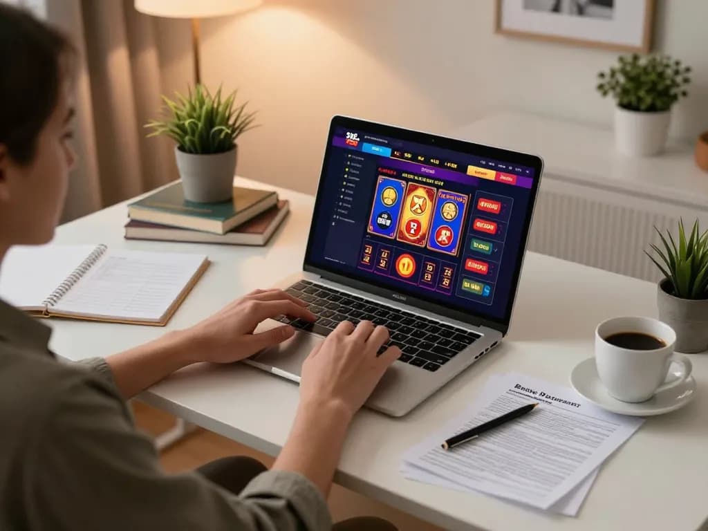 Person engaging with CasinoAtlas online casino platform for strategic gameplay and bankroll management