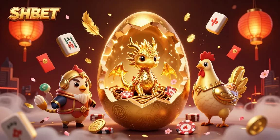 Win big with SHBET as a golden dragon oversees poker chips and festive elements.