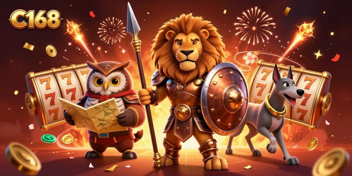 C168 offers an exciting gaming experience with dynamic visuals and vibrant elements in a 3D casino scene.