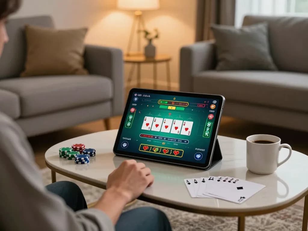 Experience thrilling blackjack action on tg88 app in a cozy home setting with warm ambiance.