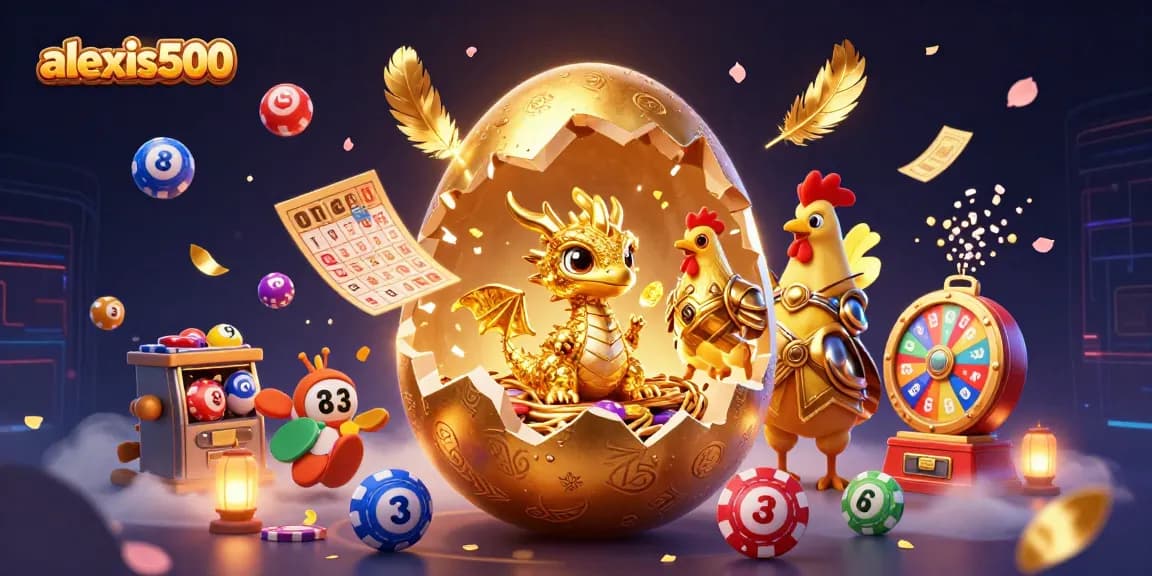 Experience the magic of alexis500 with a golden dragon and vibrant casino elements.