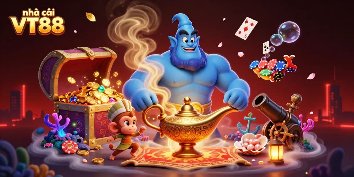 Engage with nhà cái VT88 through an exhilarating 3D casino scene with lively characters and dynamic elements.