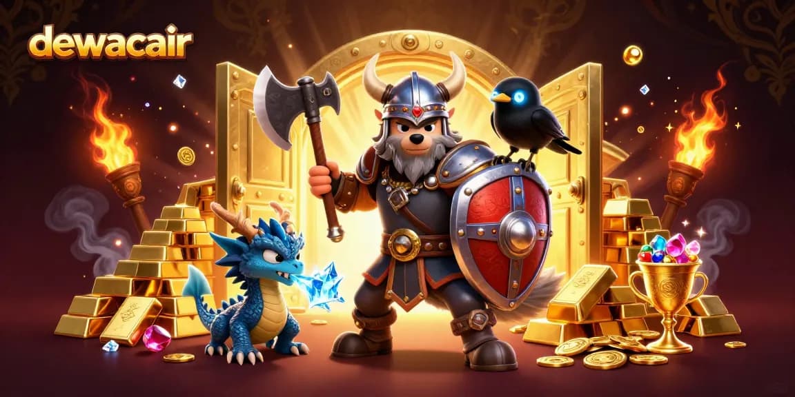 Join dewacair for thrilling slot adventures amidst vibrant treasure-filled animations.