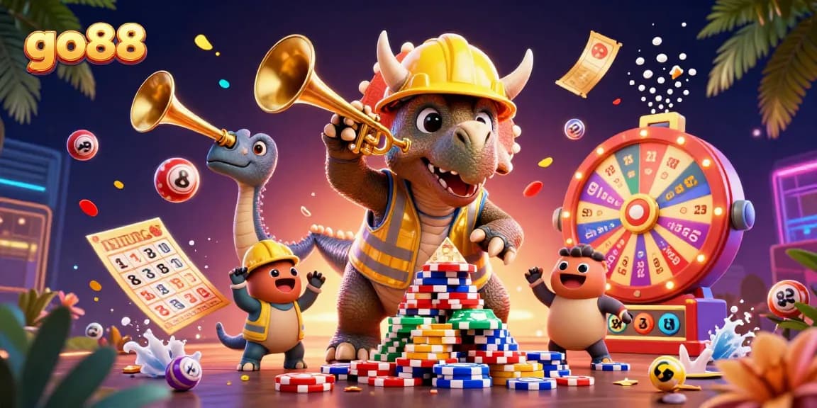 Celebrate winning with go88, featuring vibrant casino elements and dynamic characters.