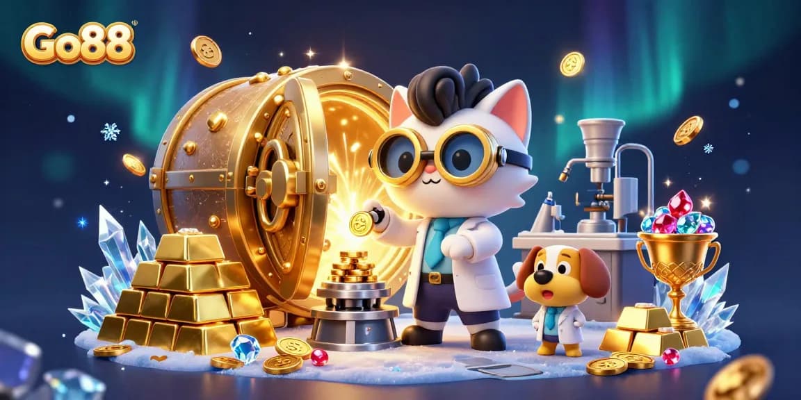 Win big with Go88 in this vibrant, action-packed casino scene full of treasures and excitement.
