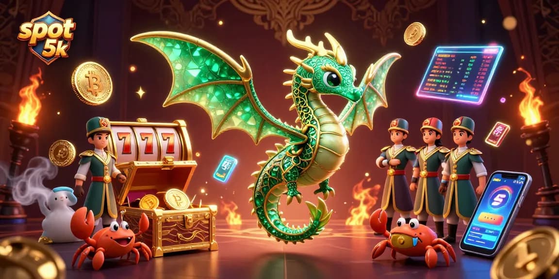 Spin the slot 5k and uncover treasures with vibrant casino-themed golden elements.