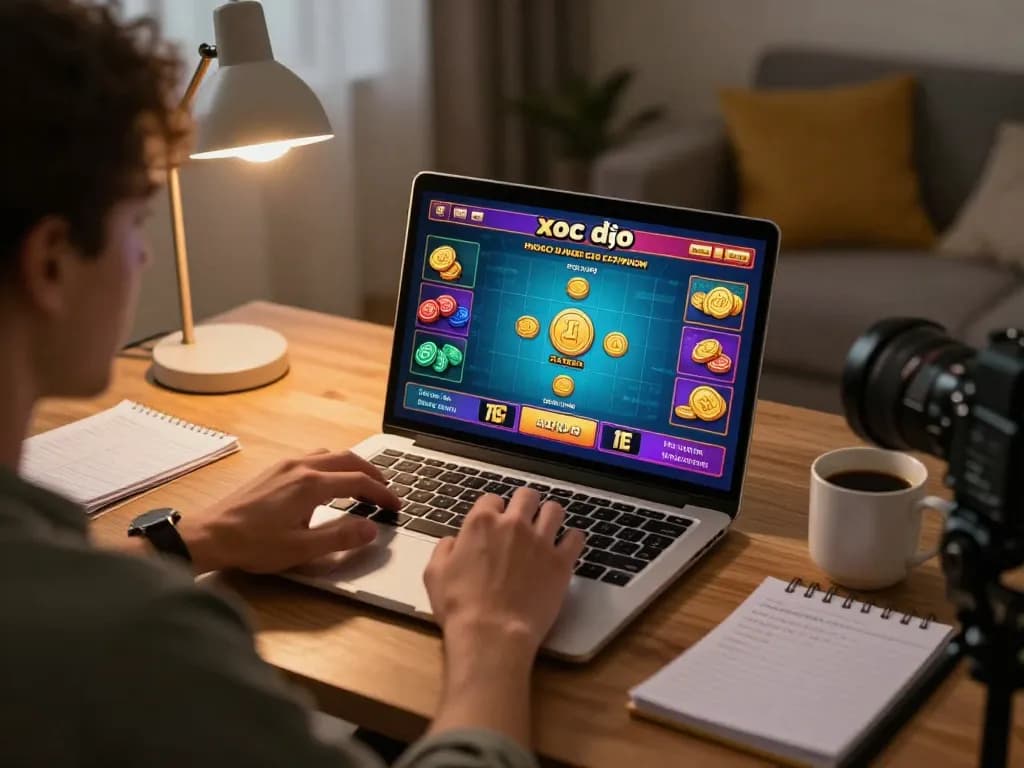 Xóc đĩa online gameplay on a laptop, showcasing a strategic betting interface for an immersive gambling experience.