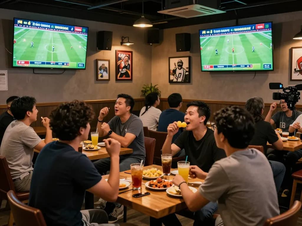 Experience the excitement of kèo bóng đá trực tuyến as fans cheer for their teams in a lively sports bar.