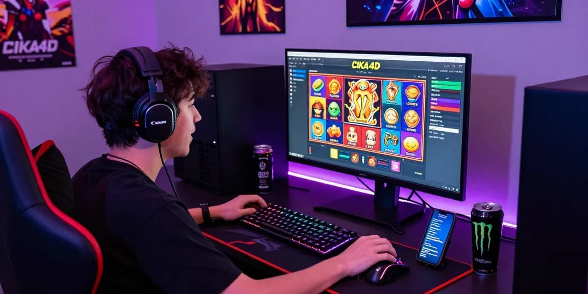 Player engaged in CIKA4D online gaming, showcasing vibrant interface and accessories in a lively atmosphere.