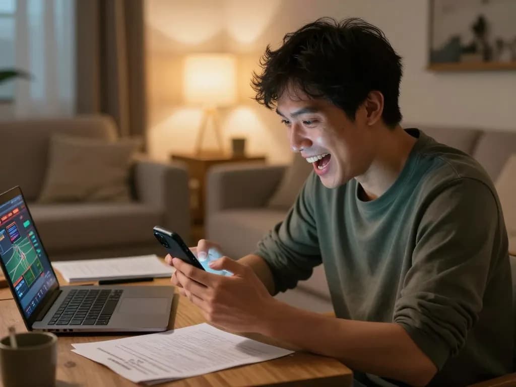 Engaging sports betting experience with nk88 nhà cái on smartphone in a cozy living room.