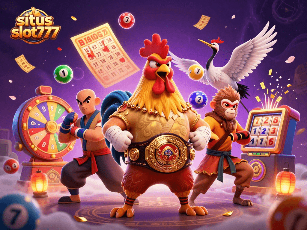Experience the excitement of situs slot777 with vibrant slot reels and dynamic colorful elements in this captivating illustration.