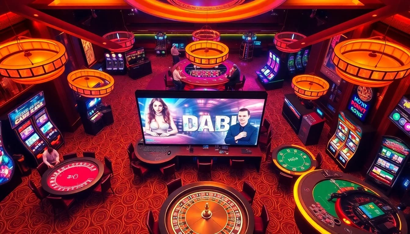 Engaging players with porn games in a vibrant casino setting, featuring poker tables and slot machines.