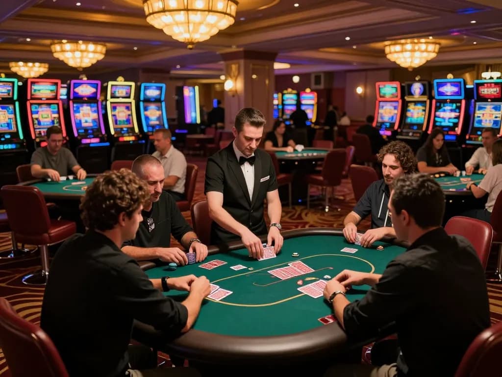 Players enjoying their game at af88 com's lively casino floor with vibrant atmosphere