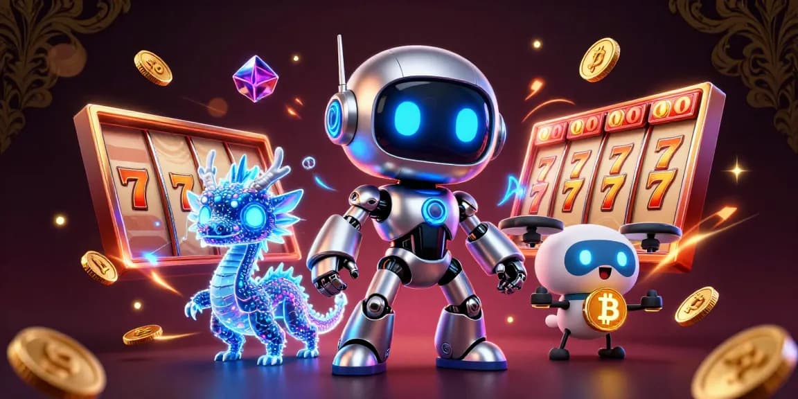 Engage with cornbreadiowa's dynamic slot action featuring a chrome robot mascot and holographic dragon.
