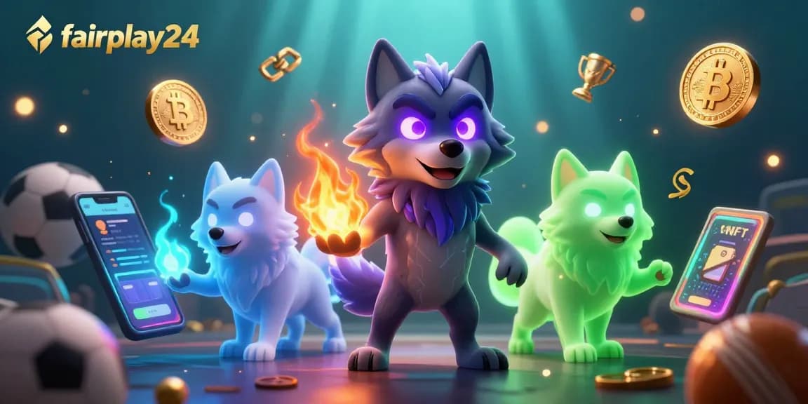 Bet on sports with fairplay24 using vibrant, interactive elements and glowing effects in this dynamic casino scene.