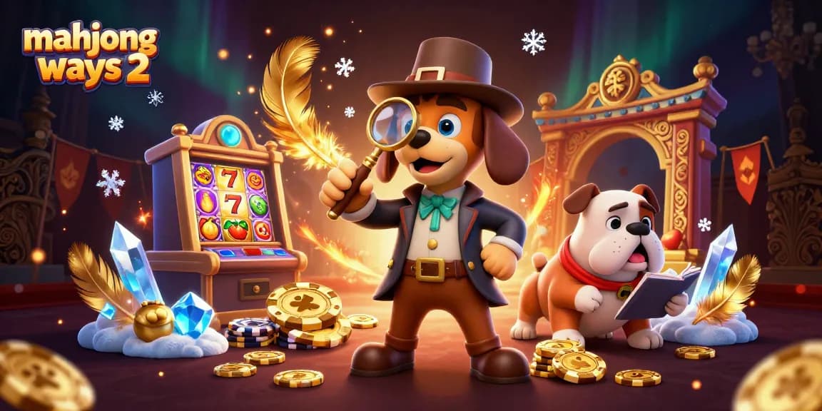 Spin the reels of mahjong ways 2 surrounded by colorful casino elements and a detective theme.