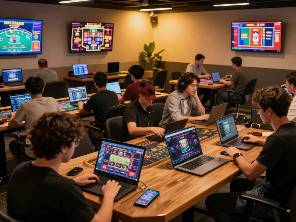 Players enjoying games on tr88 trang chủ in a vibrant online gaming setup.