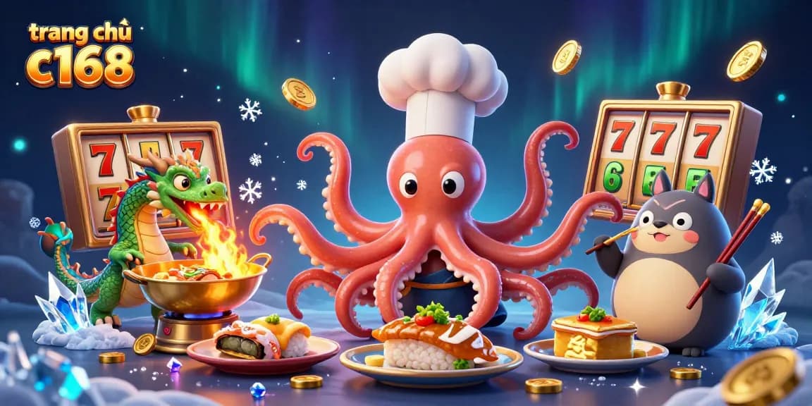 Spin the reels with excitement at trang chủ c168, featuring vibrant slot games and animated characters.