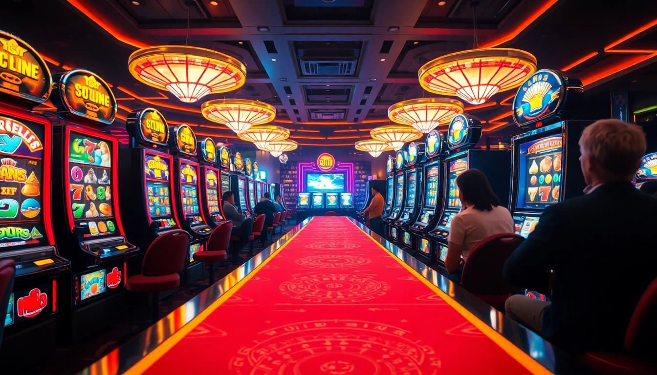 Spin vibrant slot online machines in a luxurious casino setting filled with excitement and action.
