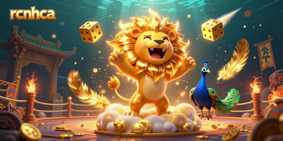 Experience the vibrant energy of rcnhca as the sun lion roars triumphantly amidst golden casino elements.
