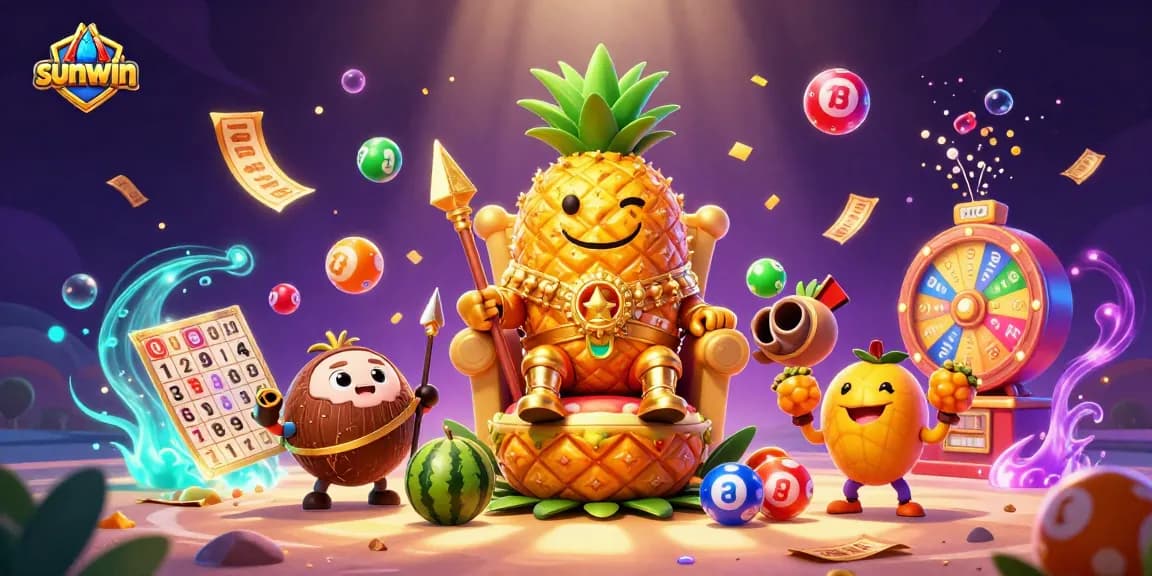 Experience gaming excitement with Sunwin as the golden pineapple king rules the beach casino.