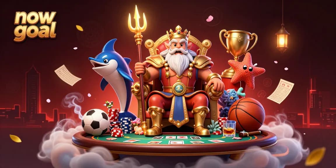 Experience thrilling sports betting with now goal, featuring Neptune and vibrant action elements.