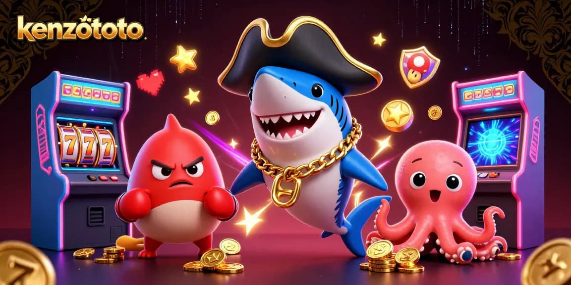 Kenzototo attracts players with thrilling slots featuring a pirate shark, a pufferfish, and coins.