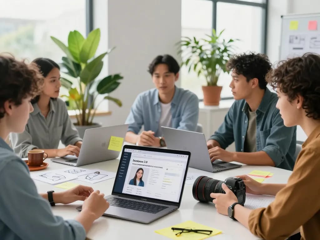 Creative team using seedance 2.0 for video generation in a modern workspace