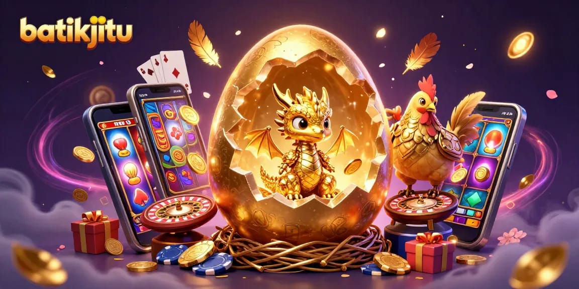 Menangkan permainan menarik di batikjitu dengan karakter emas dan chip poker berkilauan.