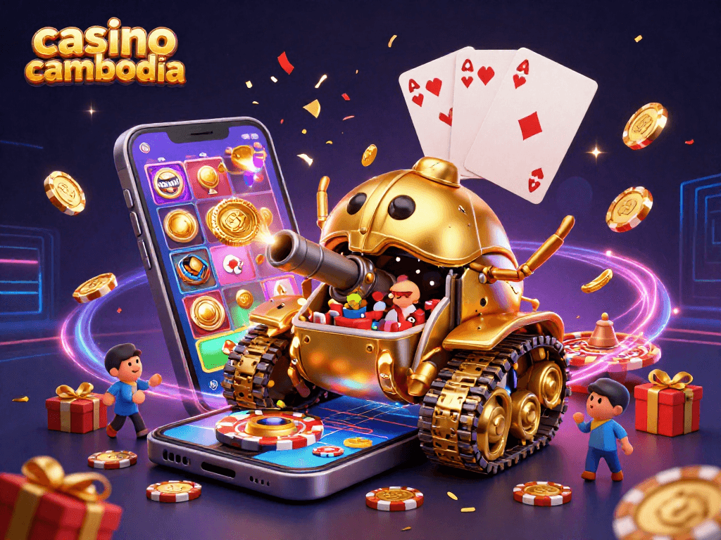 Immerse in casino cambodia's vibrant scene with a golden beetle tank showcasing gambling excitement.