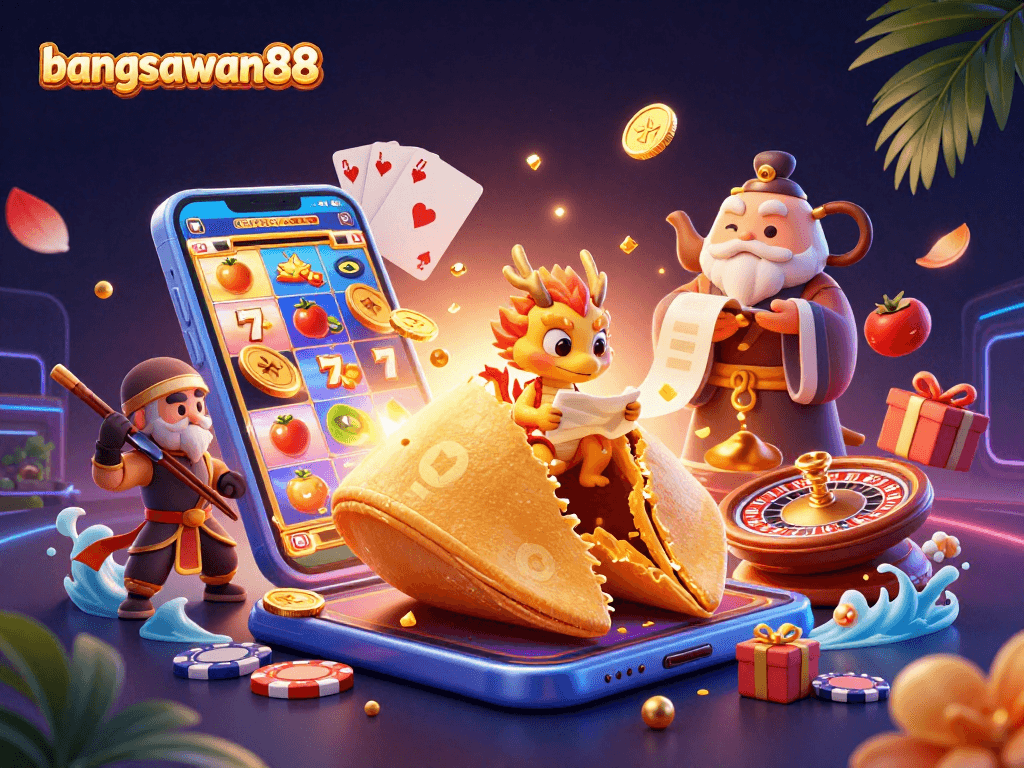Bangsawan88 captivates players with rich 3D casino elements and vibrant slot game action showcased.