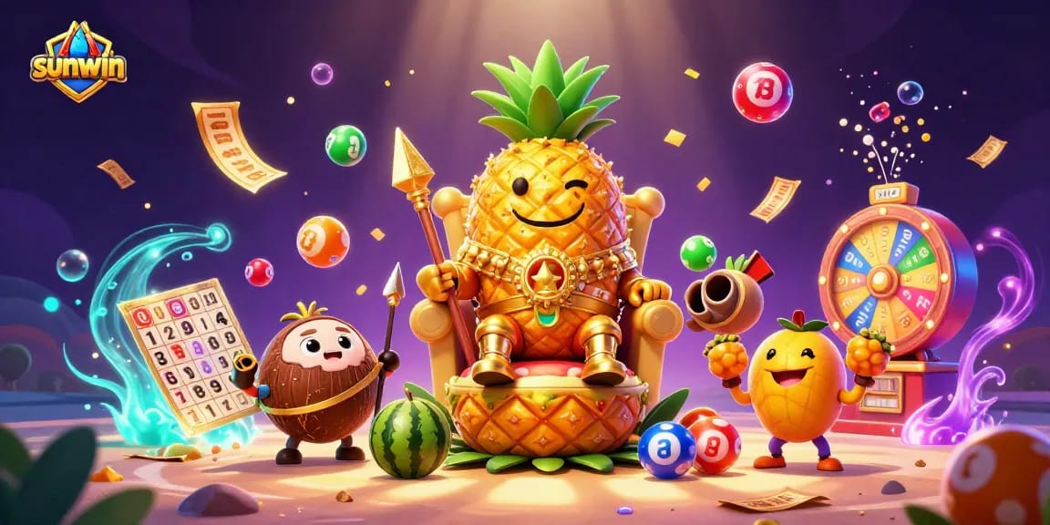 Experience gaming excitement with Sunwin as the golden pineapple king rules the beach casino.