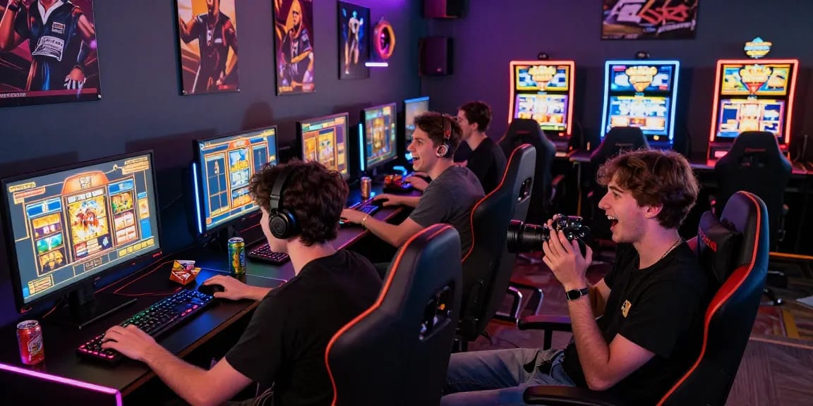 slot7000 gaming lounge with vibrant atmosphere and engaging slot machines