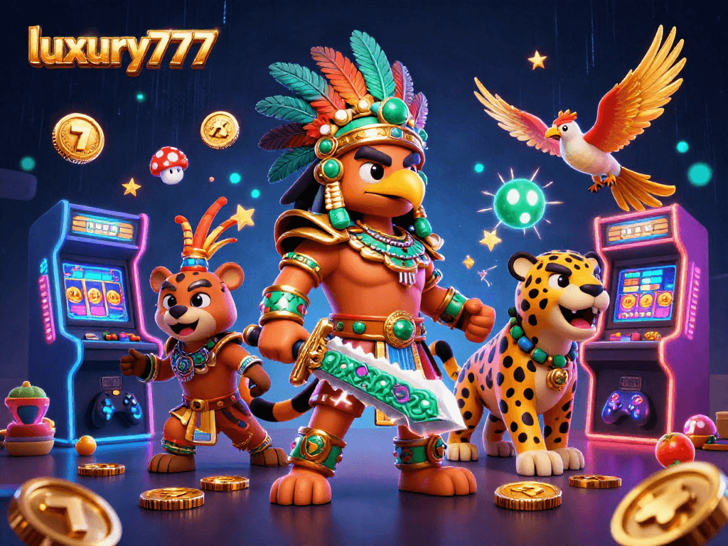 Luxury777 memicu jackpot dengan simbol slot dan efek neon yang menakjubkan.