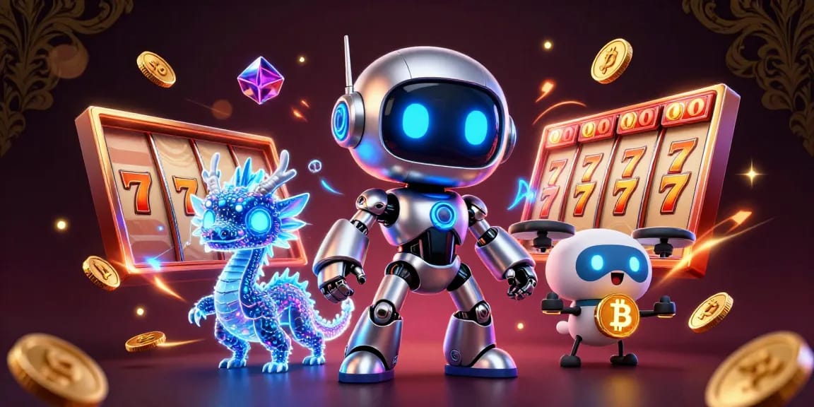 Engage with cornbreadiowa's dynamic slot action featuring a chrome robot mascot and holographic dragon.