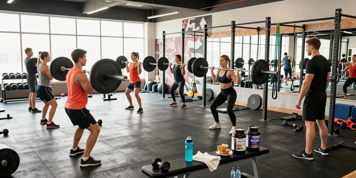 Engaged athletes working out at Astera Steroid Shop gym, showcasing dynamic training environment, diverse fitness equipment, and motivational atmosphere.