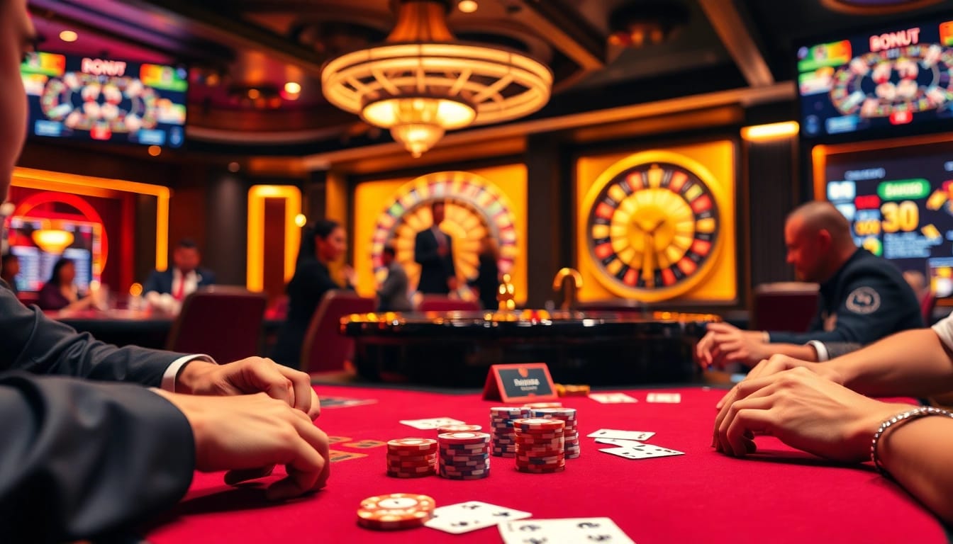 79king players celebrating a poker win at a luxurious casino table.