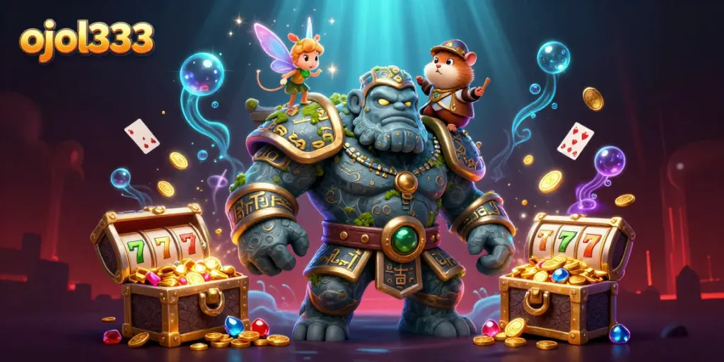 Spin the reels with ojol333 as a magical golem guardian and fairy cast winning spells!