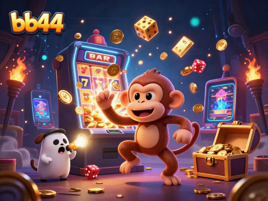 Engagement in the exciting bb44 casino atmosphere with a ghostly monkey and puppy tracking golden treasures.