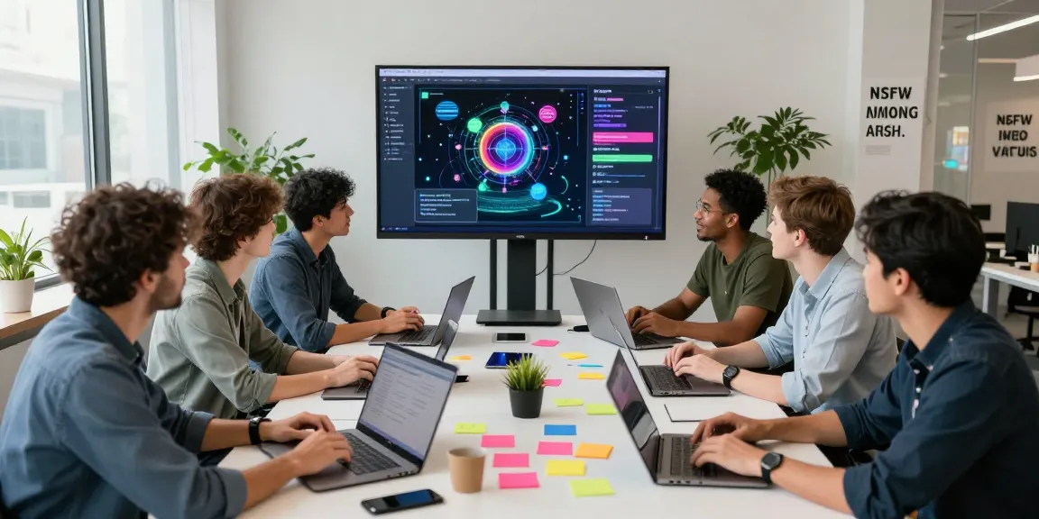 Collaborative team discussing NSFW AI features in a modern workspace