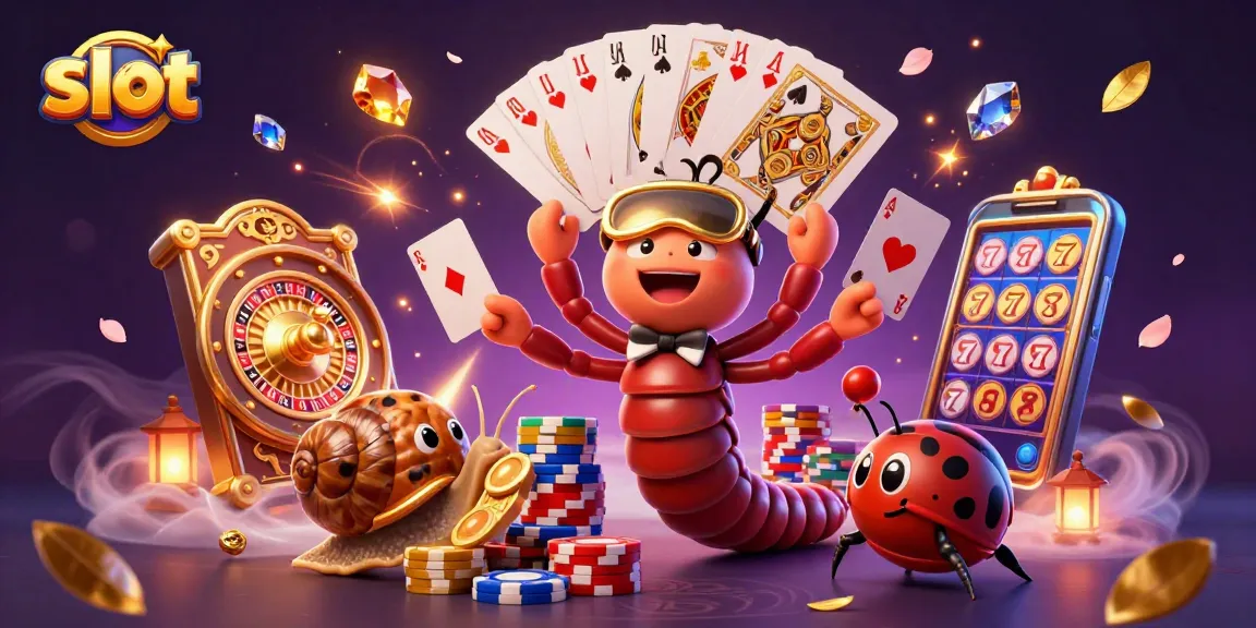 Putar slot dengan dealer penuh warna dan tumpukan chip besar di suasana kasino yang ceria.