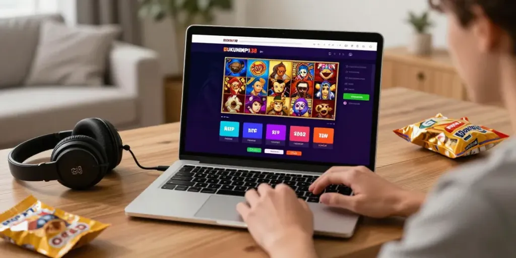 Pengguna BUKUMIMPI138 menikmati pengalaman bermain slot online di rumah.