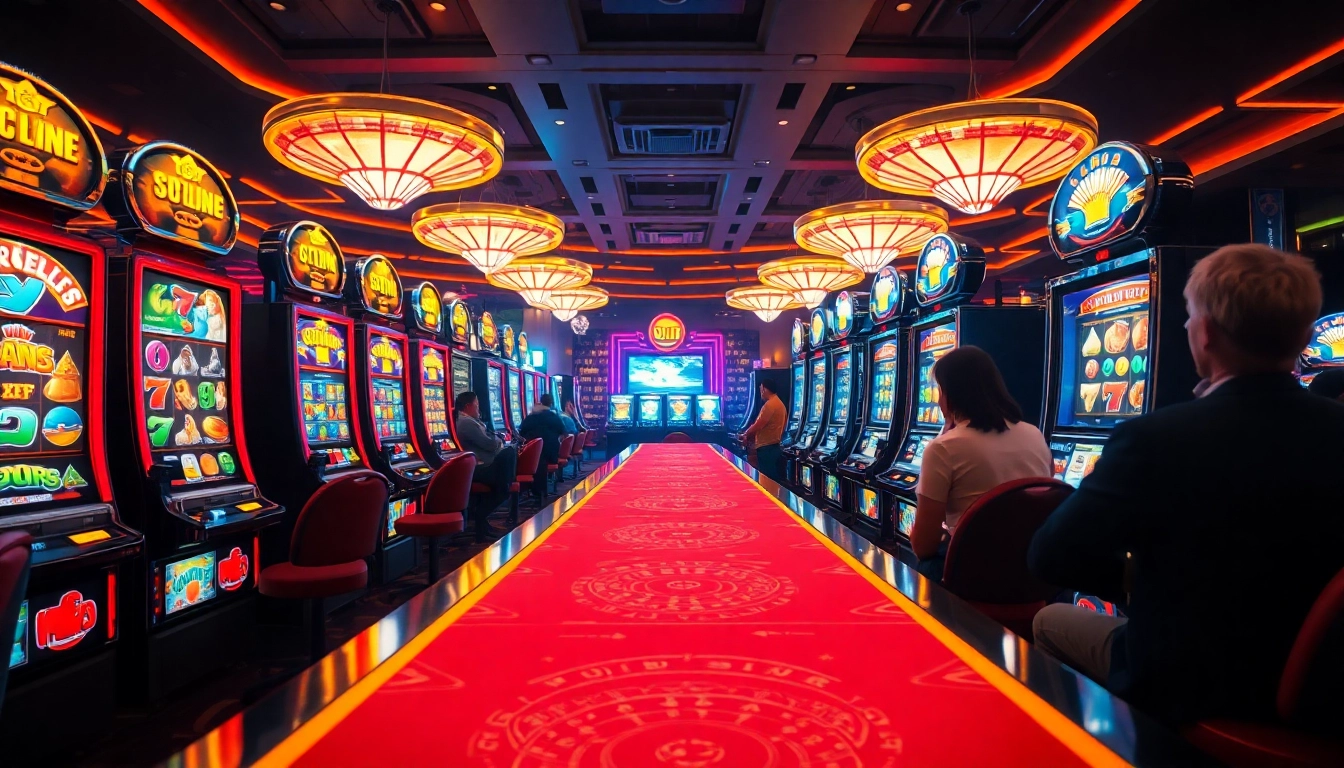 Spin vibrant slot online machines in a luxurious casino setting filled with excitement and action.