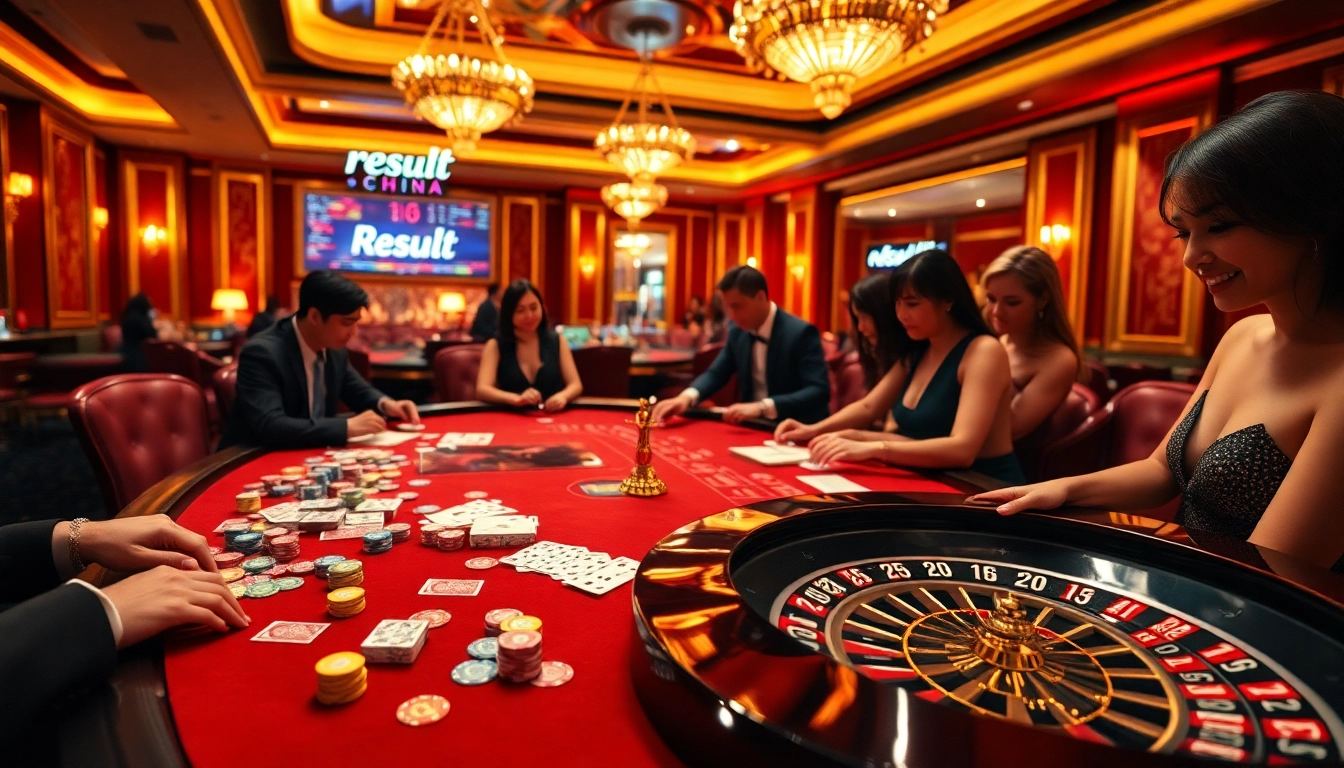 Result China updates at a luxurious casino scene with poker chips and roulette wheel.