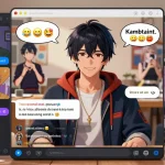 Engaging scene depicting Hentai chat AI characters in a lively digital chat room, showcasing dynamic conversations and anime culture.